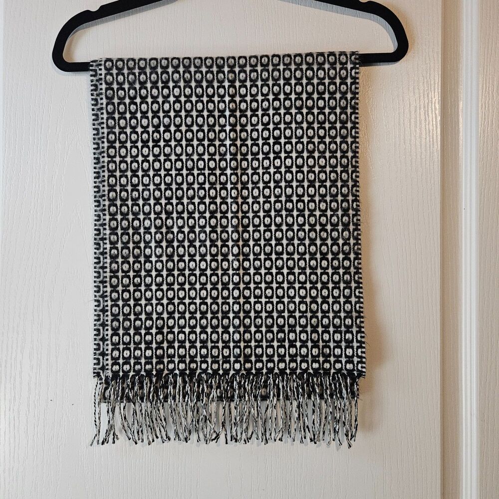 Scottish Cashmere Mens Formal Geometric Winter Scarf 12X64 with 3" Fringe